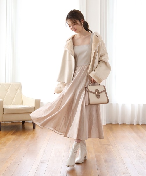 one after another NICE CLAUP（ワンアフターアナザーナイスクラップ）の「ムートンライダースジャケット（ムートンコート・レディース・アイボリー/ベージュ・FREE）」の17枚目の写真