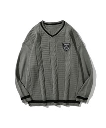 【HOOK】制服風vネックニット風スウェット