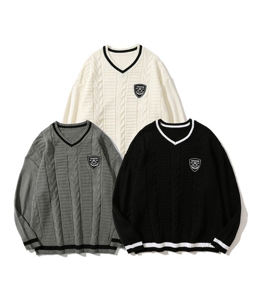 セール】【HOOK】制服風vネックニット風スウェット（スウェット