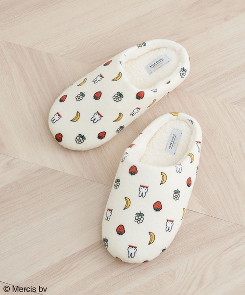 Miffy( ミッフィー)の「【miffy×ROPE' PICNIC】フルーツフラワープリントルームシューズ(ルームシューズ/スリッパ・レディース・ネイビー/キナリ・FREE)」の1枚目の写真