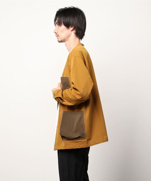 JRD by JARLD（ジェイアールディーバイジャールド）の「【JRD by JARLD】撥水ストレッチノーカラーカバーオール（カバーオール・メンズ・オリーブ/キャメル・S/M/L）」の3枚目の写真