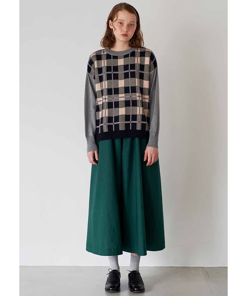 シロップ．（シロップ．）の「ビッグシルエットのチェックニットプルオーバー（ニット/セーター・レディース・グレー系その他/ブラウン系その他・SMALL/MEDIUM/LARGE/X-LARGE/XX-LARGE）」の6枚目の写真