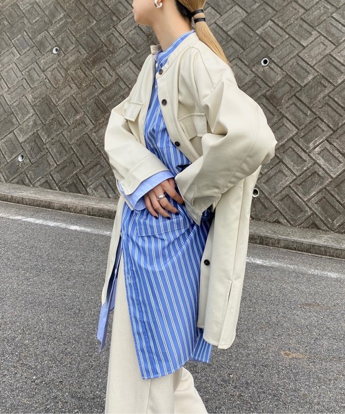 y/m by RIKA（イムバイリカ）の「フェイクレザーシャツジャケット（その他アウター・レディース・ブラック/ベージュ・FREE）」の7枚目の写真