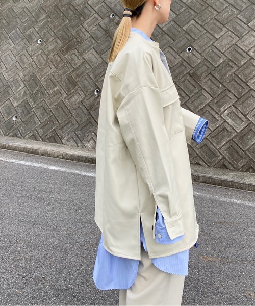 y/m by RIKA（イムバイリカ）の「フェイクレザーシャツジャケット（その他アウター・レディース・ブラック/ベージュ・FREE）」の20枚目の写真