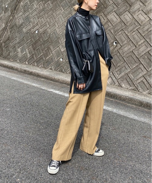 y/m by RIKA（イムバイリカ）の「フェイクレザーシャツジャケット（その他アウター・レディース・ブラック/ベージュ・FREE）」の10枚目の写真