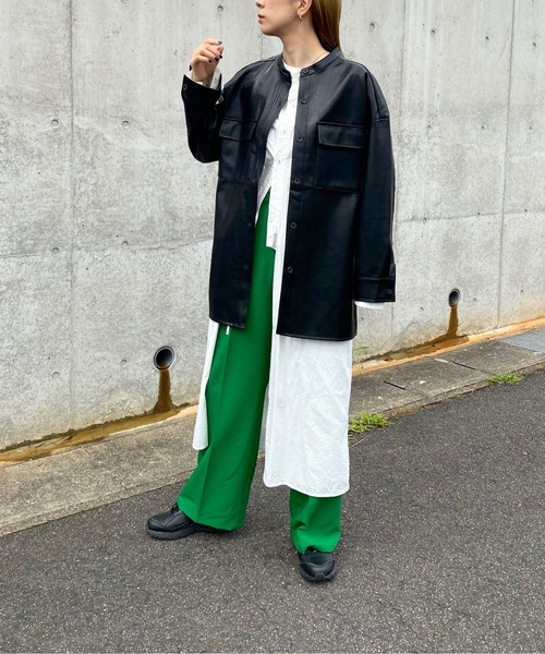 y/m by RIKA（イムバイリカ）の「フェイクレザーシャツジャケット（その他アウター・レディース・ブラック/ベージュ・FREE）」の11枚目の写真