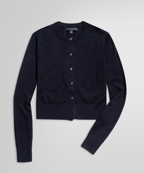 BROOKS BROTHERS(ブルックスブラザーズ)の「メリノウール クロップド クルーネックカーディガン(カーディガン/ボレロ・レディース・バーガンディー/ホワイト/ブラック/ネイビー・SMALL/MEDIUM/X-SMALL)」の3枚目の写真
