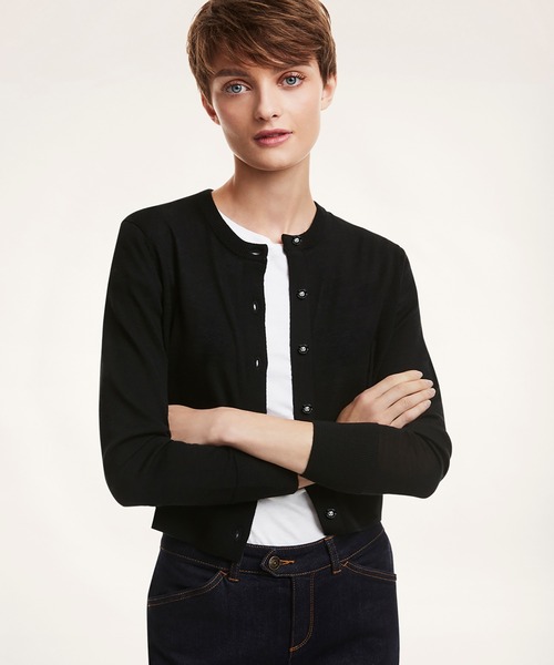 ブルックスブラザーズ（Brooks Brothers）/メリノウール　クロップド　クルーネックカーディガン BROOKS BROTHERS（ブルックスブラザーズ）の「メリノウール クロップド