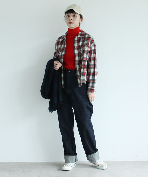 CHILD WOMAN（チャイルドウーマン）の「LITTLE LION WOOLチェック柄ストール（ストール/ショール・レディース・キナリ/グリーン・FREE）」の4枚目の写真