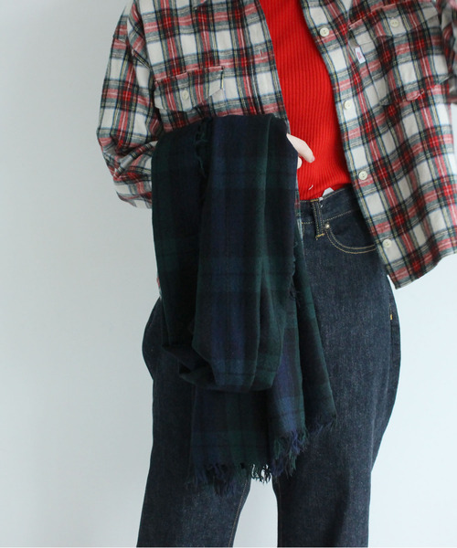 CHILD WOMAN（チャイルドウーマン）の「LITTLE LION WOOLチェック柄ストール（ストール/ショール・レディース・キナリ/グリーン・FREE）」の6枚目の写真