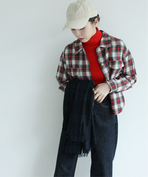 CHILD WOMAN（チャイルドウーマン）の「LITTLE LION WOOLチェック柄ストール（ストール/ショール・レディース・キナリ/グリーン・FREE）」の3枚目の写真