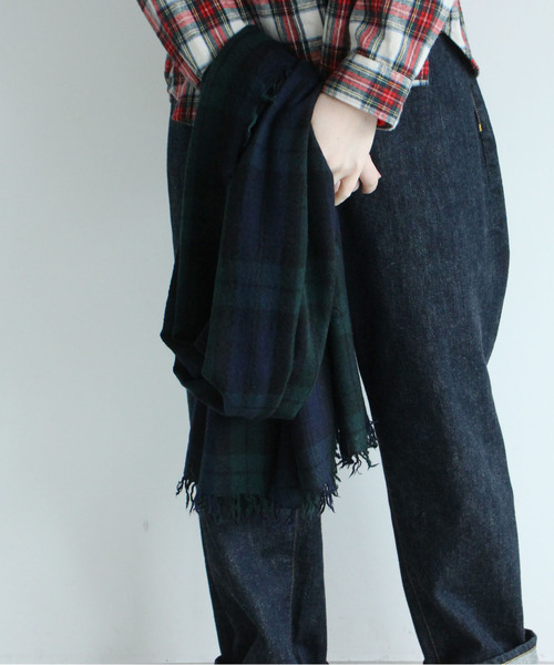 CHILD WOMAN（チャイルドウーマン）の「LITTLE LION WOOLチェック柄ストール（ストール/ショール・レディース・キナリ/グリーン・FREE）」の8枚目の写真