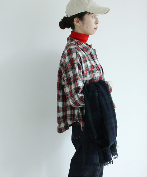 CHILD WOMAN（チャイルドウーマン）の「LITTLE LION WOOLチェック柄ストール（ストール/ショール・レディース・キナリ/グリーン・FREE）」の7枚目の写真