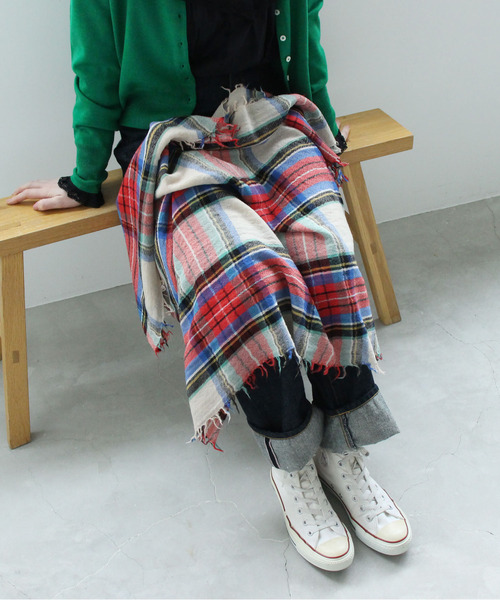 CHILD WOMAN（チャイルドウーマン）の「LITTLE LION WOOLチェック柄ストール（ストール/ショール・レディース・キナリ/グリーン・FREE）」の5枚目の写真