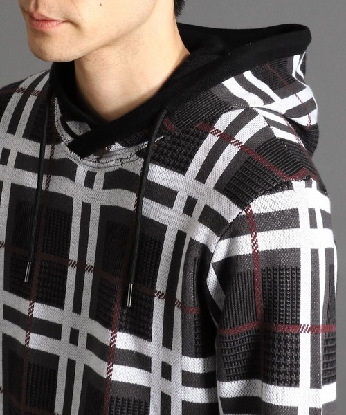 HIDEAWAYS NICOLE（ハイダウェイニコル）の「グレンチェックプルオーパーパーカ（パーカー・メンズ・ホワイト×レッド/グレー系その他・MEDIUM/LARGE/X-LARGE）」の7枚目の写真