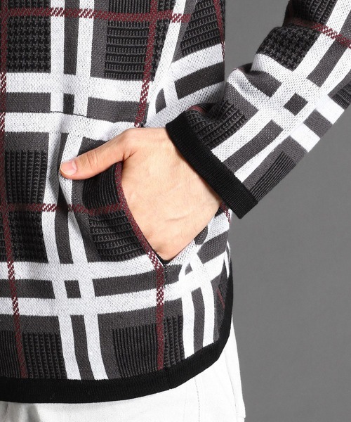 HIDEAWAYS NICOLE（ハイダウェイニコル）の「グレンチェックプルオーパーパーカ（パーカー・メンズ・ホワイト×レッド/グレー系その他・MEDIUM/LARGE/X-LARGE）」の8枚目の写真