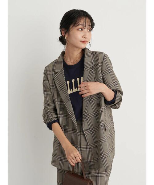 earth music&ecology（アースミュージックアンドエコロジー）の「チェックダブルジャケット ＊（ブルゾン・レディース・ブルー系その他3/チェック・FREE）」の3枚目の写真