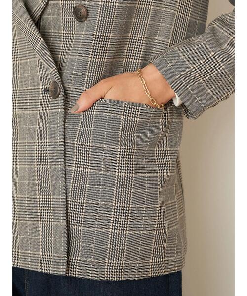 earth music&ecology（アースミュージックアンドエコロジー）の「チェックダブルジャケット ＊（ブルゾン・レディース・ブルー系その他3/チェック・FREE）」の10枚目の写真