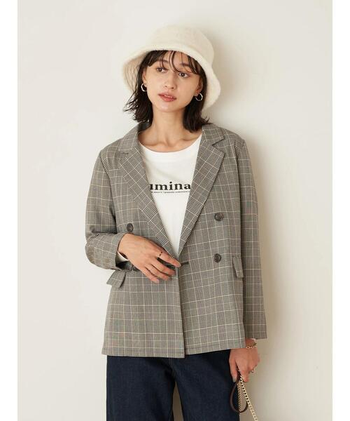 earth music&ecology（アースミュージックアンドエコロジー）の「チェックダブルジャケット ＊（ブルゾン・レディース・ブルー系その他3/チェック・FREE）」の4枚目の写真