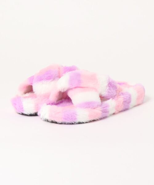 STYLEBLOCK(スタイルブロック)の「クロスデザインファースリッパサンダル(サンダル・レディース・ピンク/イエロー・38/39/37)」の4枚目の写真