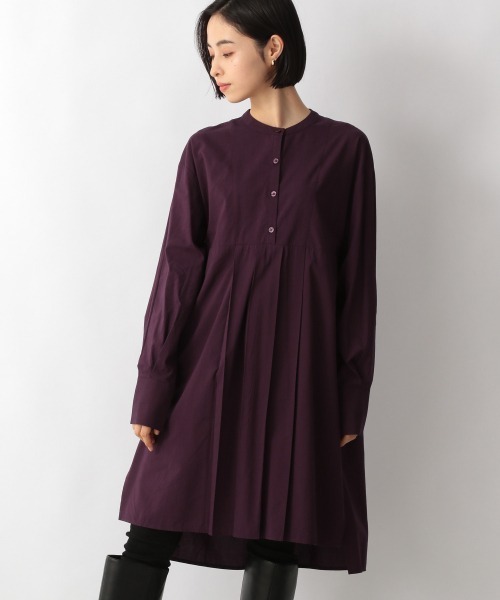 LOWRYS FARM(ローリーズファーム)の「フロントタックロングシャツLS 235608(シャツ/ブラウス・レディース・ホワイト/ブラック/パープル・FREE)」の3枚目の写真