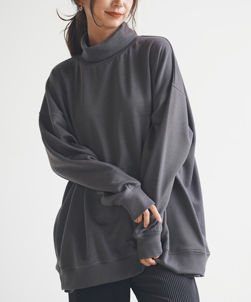 rps(アールピーエス)の「裏起毛ポケット付ワイドプルオーバー(スウェット・レディース・チャコールグレー/グリーン/ライトベージュ/マスタード・M)」の2枚目の写真