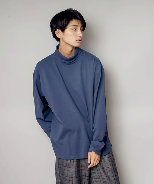 UNIIT（ユニット）の「【UNIIT/ユニット】NanoTecヘビーウェイト 2WAY タートルモックネック ルーズビッグシルエット ロンT（Tシャツ/カットソー・メンズ・チャコールグレー/ライトグレー/ネイビー/ライトグリーン/ライトベージュ・SMALL/MEDIUM/LARGE）」の5枚目の写真