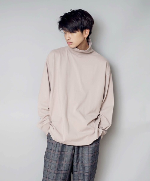 UNIIT（ユニット）の「【UNIIT/ユニット】NanoTecヘビーウェイト 2WAY タートルモックネック ルーズビッグシルエット ロンT（Tシャツ/カットソー・メンズ・チャコールグレー/ライトグレー/ネイビー/ライトグリーン/ライトベージュ・SMALL/MEDIUM/LARGE）」の3枚目の写真