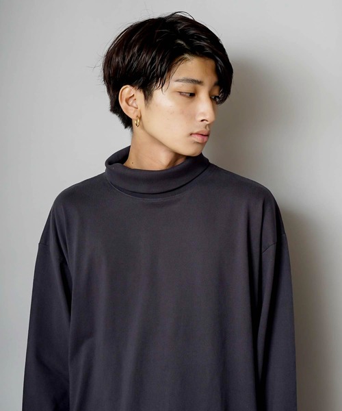 UNIIT（ユニット）の「【UNIIT/ユニット】NanoTecヘビーウェイト 2WAY タートルモックネック ルーズビッグシルエット ロンT（Tシャツ/カットソー・メンズ・チャコールグレー/ライトグレー/ネイビー/ライトグリーン/ライトベージュ・SMALL/MEDIUM/LARGE）」の13枚目の写真