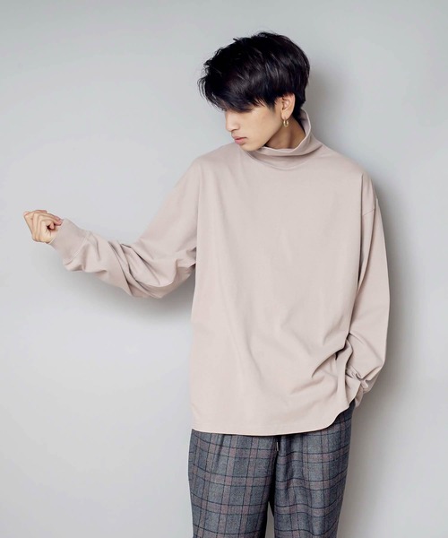 UNIIT（ユニット）の「【UNIIT/ユニット】NanoTecヘビーウェイト 2WAY タートルモックネック ルーズビッグシルエット ロンT（Tシャツ/カットソー・メンズ・チャコールグレー/ライトグレー/ネイビー/ライトグリーン/ライトベージュ・SMALL/MEDIUM/LARGE）」の21枚目の写真