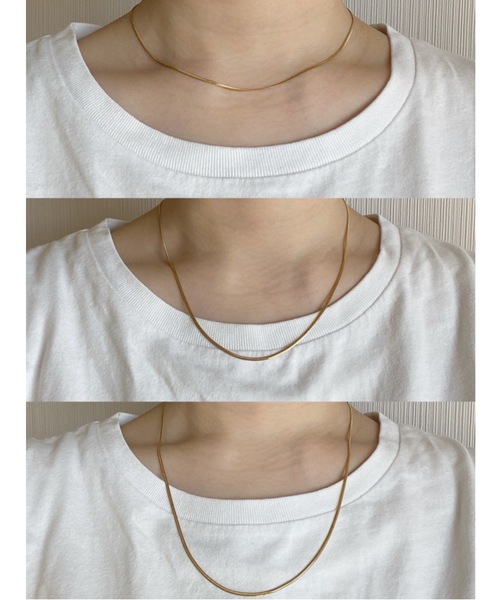 muku（ムク）の「金属アレルギー対応 1mmシンプルスネークネックレス / サージカルステンレス（ネックレス・レディース・シルバー/ゴールド・39cm/45cm/52cm）」の10枚目の写真