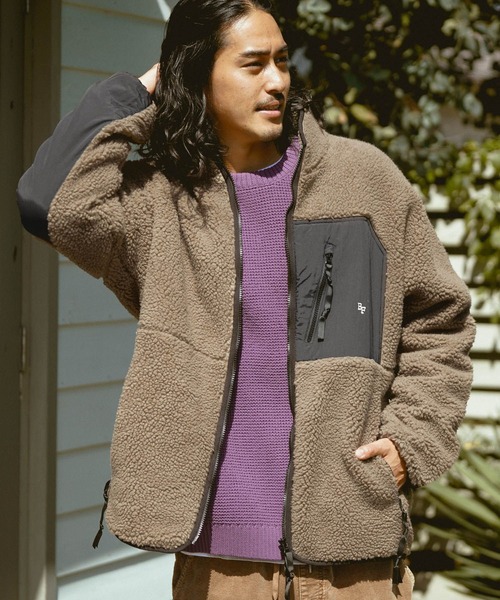 BAYFLOW（ベイフロー）の「スタンドネックボアブルゾン（ブルゾン・メンズ・ベージュ/イエロー/オフホワイト・SMALL/LARGE/MEDIUM）」の3枚目の写真