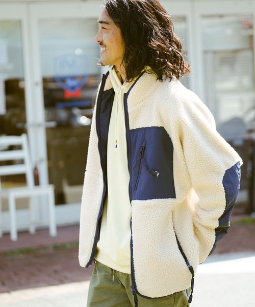 BAYFLOW（ベイフロー）の「スタンドネックボアブルゾン（ブルゾン・メンズ・ベージュ/イエロー/オフホワイト・SMALL/LARGE/MEDIUM）」の2枚目の写真