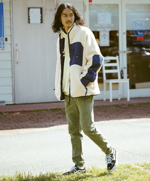 BAYFLOW（ベイフロー）の「スタンドネックボアブルゾン（ブルゾン・メンズ・ベージュ/イエロー/オフホワイト・SMALL/LARGE/MEDIUM）」の4枚目の写真