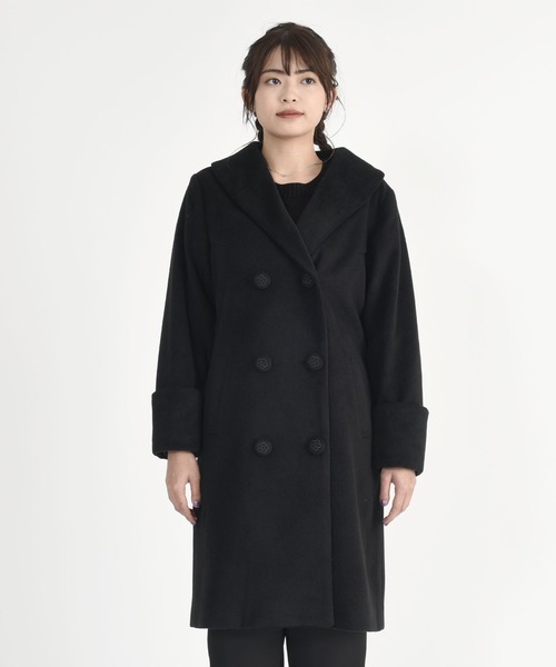 MARY QUANT（マリークワント）の「ショールカラーWフロント ロングコート（チェスターコート・レディース・ブラック/ベージュ・M）」の3枚目の写真