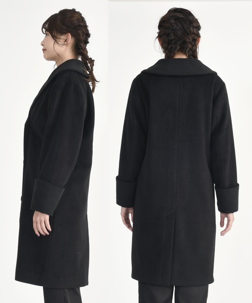 MARY QUANT（マリークワント）の「ショールカラーWフロント ロングコート（チェスターコート・レディース・ブラック/ベージュ・M）」の4枚目の写真