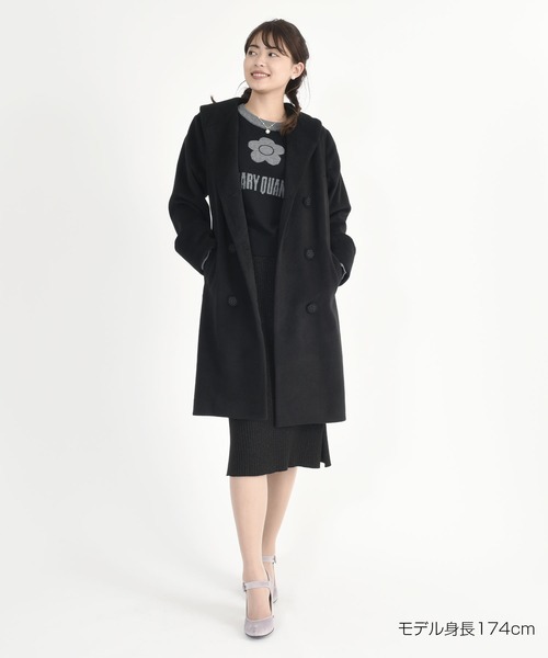 MARY QUANT（マリークワント）の「ショールカラーWフロント ロングコート（チェスターコート・レディース・ブラック/ベージュ・M）」の7枚目の写真