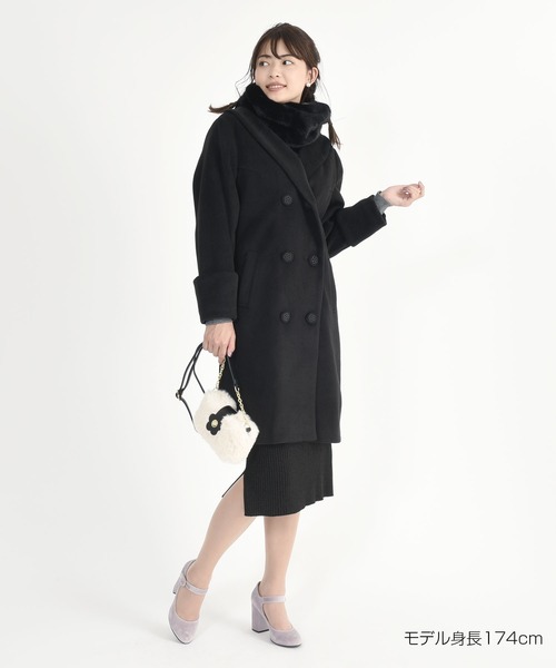 MARY QUANT（マリークワント）の「ショールカラーWフロント ロングコート（チェスターコート・レディース・ブラック/ベージュ・M）」の8枚目の写真