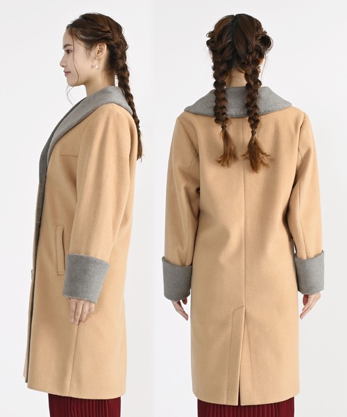 MARY QUANT（マリークワント）の「ショールカラーWフロント ロングコート（チェスターコート・レディース・ブラック/ベージュ・M）」の10枚目の写真