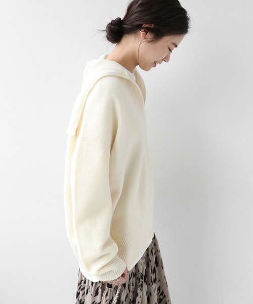 JOURNAL STANDARD relume(ジャーナルスタンダード レリューム)の「スパニッシュウールセーラーカラー◆(ニット/セーター・レディース・ホワイト/ブラック・FREE)」の15枚目の写真