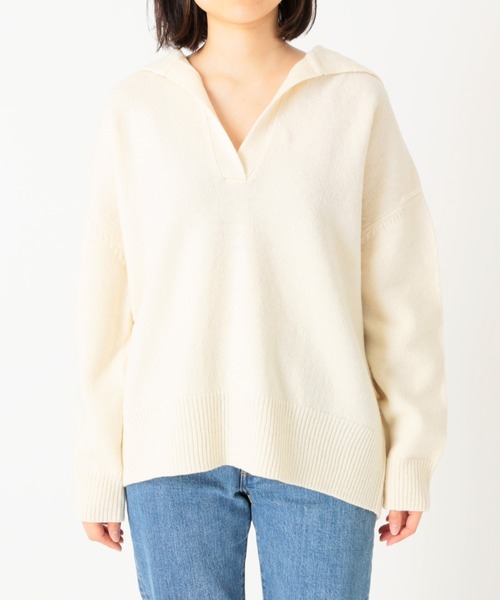 JOURNAL STANDARD relume(ジャーナルスタンダード レリューム)の「スパニッシュウールセーラーカラー◆(ニット/セーター・レディース・ホワイト/ブラック・FREE)」の8枚目の写真