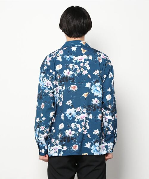 SUGGESTION（サジェッション）の「SUGGESTION 古着風ヴィンテージ 総柄開襟 とろみ ビッグシャツ（シャツ/ブラウス・メンズ・ホワイト/ブラック/ブルー/ブラック×ホワイト/ブラック×ブルー・M/L）」の7枚目の写真