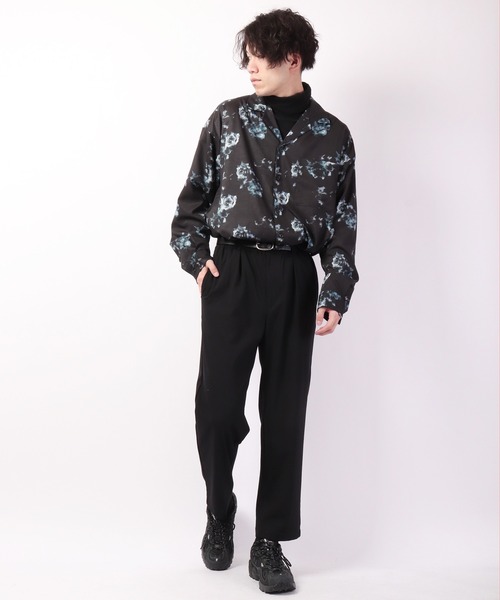 SUGGESTION（サジェッション）の「SUGGESTION 古着風ヴィンテージ 総柄開襟 とろみ ビッグシャツ（シャツ/ブラウス・メンズ・ホワイト/ブラック/ブルー/ブラック×ホワイト/ブラック×ブルー・M/L）」の12枚目の写真