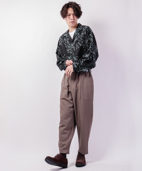 SUGGESTION（サジェッション）の「SUGGESTION 古着風ヴィンテージ 総柄開襟 とろみ ビッグシャツ（シャツ/ブラウス・メンズ・ホワイト/ブラック/ブルー/ブラック×ホワイト/ブラック×ブルー・M/L）」の8枚目の写真