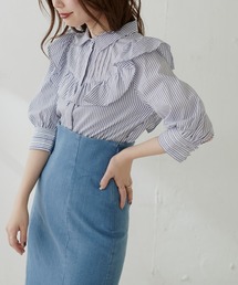 【WEB限定】ピンタック×フリルデザインブラウス