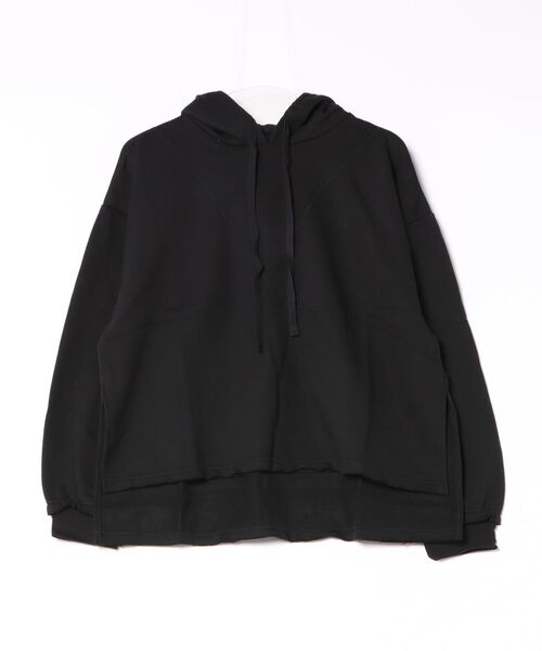 STYLEBLOCK(スタイルブロック)の「裏起毛カットオフフーディー(パーカー・レディース・グレイッシュベージュ/クリーム/ブルー/ブラック・M)」の2枚目の写真