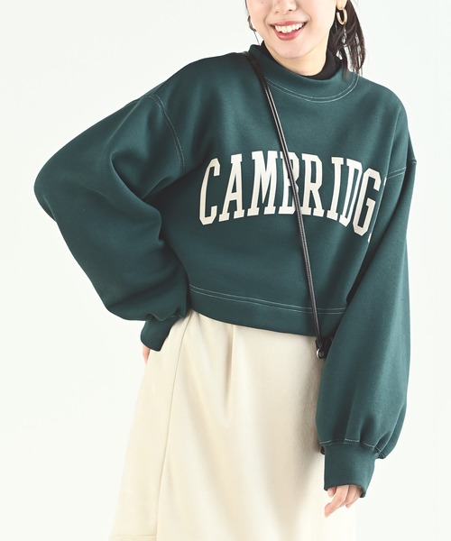 rps（アールピーエス）の「カレッジプリントショート丈プルオーバー（スウェット・レディース・アイボリー/グリーン/ボルドー/チャコールグレー・フリー）」の4枚目の写真