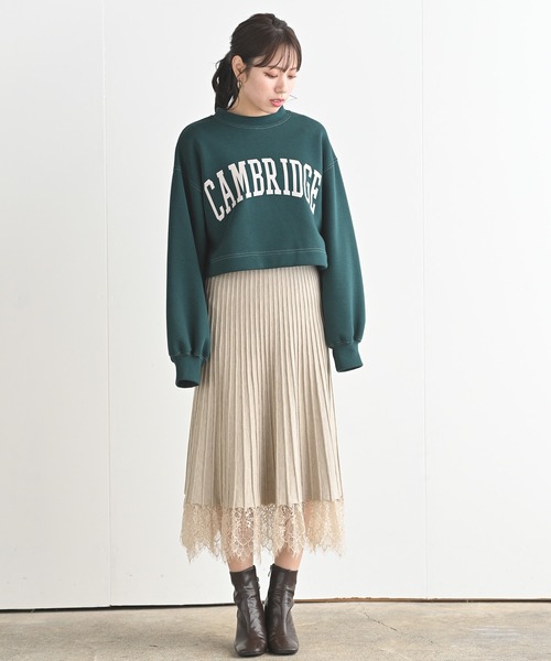 rps（アールピーエス）の「カレッジプリントショート丈プルオーバー（スウェット・レディース・アイボリー/グリーン/ボルドー/チャコールグレー・フリー）」の8枚目の写真