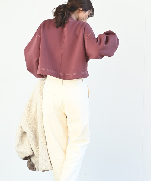 rps（アールピーエス）の「カレッジプリントショート丈プルオーバー（スウェット・レディース・アイボリー/グリーン/ボルドー/チャコールグレー・フリー）」の11枚目の写真