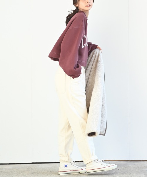 rps（アールピーエス）の「カレッジプリントショート丈プルオーバー（スウェット・レディース・アイボリー/グリーン/ボルドー/チャコールグレー・フリー）」の12枚目の写真